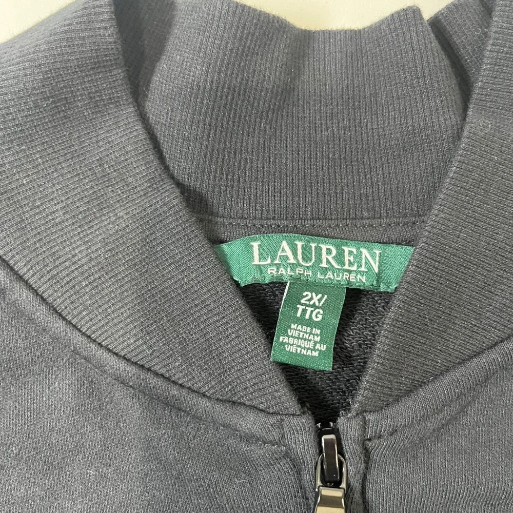 Lauren Ralph Lauren Jacket Women 2X Black Lace Full Zip Athleisure Lightweight